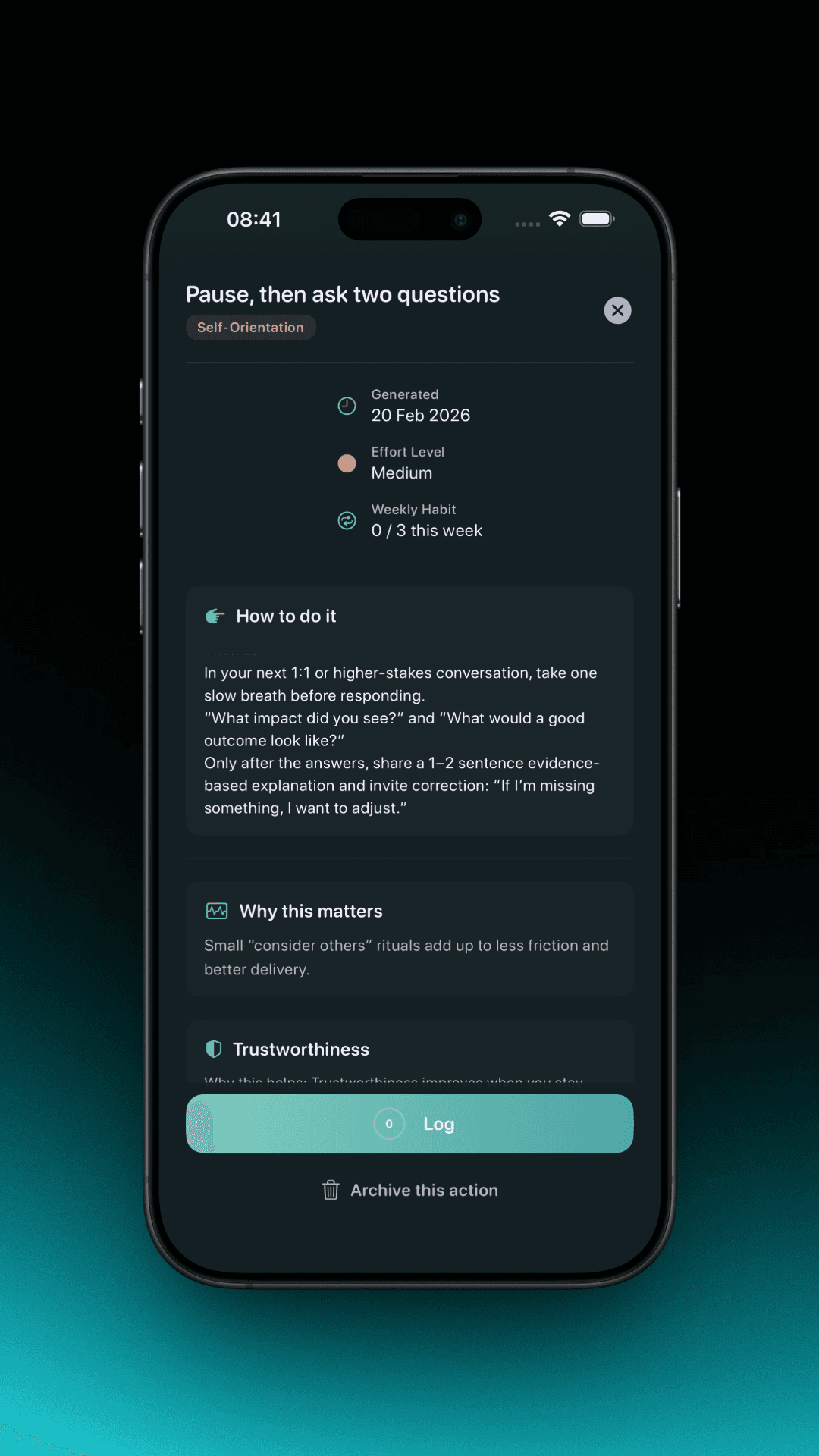 Vizuna action details — your weekly action